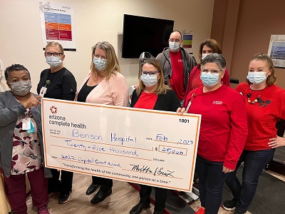 Arizona Complete Health representatives were on hand to present a $25,000 check that helped create the cardiac telemedicine rehabilitation room.