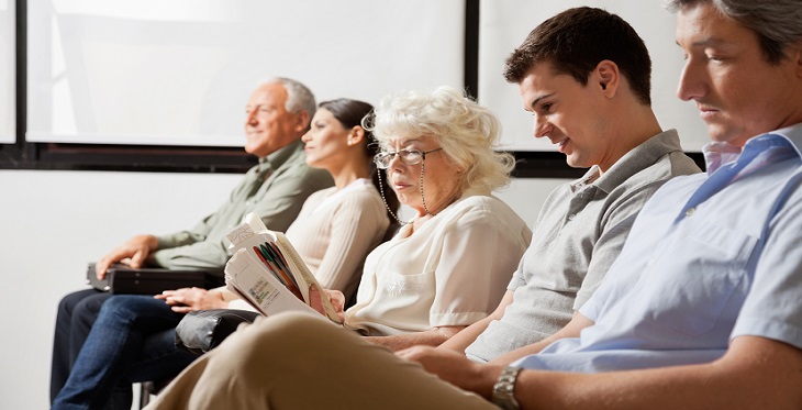 hospital waiting room with people