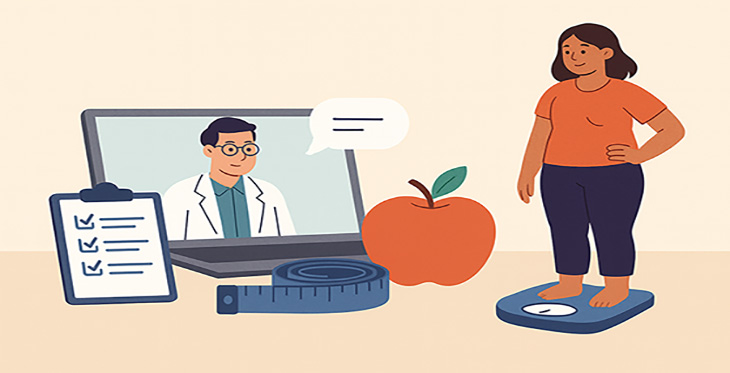 Image of laptop and person representing telehealth in action