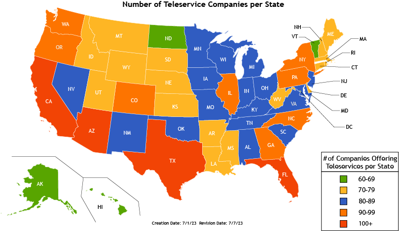 Image of States/Properties and Number of Service Providers for each
