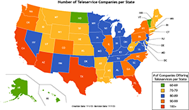 Map of Number Service Providers per State